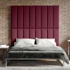 Jaxx Panelist Modern Padded Headboard â€“ Set of 4 Wall Mounted Panels (Each 11.25" x 38") - King, Vino Red Microvelvet