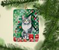 Foldex Exotic Fold Cat By the Christmas Tree Porcelain Ornament Christmas Tree Hanging Decorations for Home Christmas Holiday, Rectangle, Gift