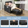 HOMCOM 3-in-1 Convertible Chair Bed, Pull Out Sofa Bed Sleeper Chair with Adjustable Backrest, Pillow, and Pockets, Dark Gray