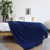 SOGA Royal Blue Acrylic Knitted Throw Blanket