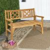 1PC Patio Bench with Curved Backrest and Armrest