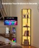 VEVOR 5 Tier Corner Shelf Tall Corner Stand with LED Light Narrow Display Rack