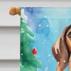 Coonhound Christmas House Flag Large Porch Sleeve Pole Decorative Outside Yard Banner Artwork Wall Hanging, Polyester, House Size, Multicolor
