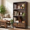 56 Inch Tall Freestanding Bookcase with Drawer 5-Tier Storage Shelf Unit for Living Room Bedroom Home Office Decor