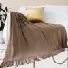 SOGA Coffee Acrylic Knitted Throw Blanket