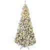 7.5 ft Tall Pre-lit Artificial Christmas Tree Holiday DÃ©cor with 1188 Snow Flocked Branches, 500 Warm White LED Lights, Auto Open, Green