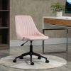 Vinsetto Velvet Swivel Mid-Back Office Chair Scallop Design Home Office Pink