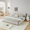 King Size Upholstered Bed ,comfortable upholstered bed frame, Chenille fabric, with headboard and solid bed frame. With drawer for storage.-Beige(88.5