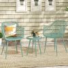 3 Piece Patio Chair Set with PP Seat and Tabletop for Porch