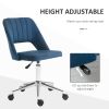 HOMCOM Executive Mid Back Office Chair Thick Padding High-End Gas Lift Sturdy Base Velvet Fabric Blue