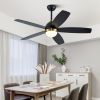 52 Inch Black Ceiling Fan with Lights