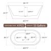 59" Acrylic Freestanding Bathtub, Gracefully Shaped Freestanding Soaking Bathtub with Brushed Nickel Drain & Minimalist Linear Design Overflow White