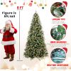 8ft Prelit Artificial Christmas Tree, Snow Frosted Xmas Tree with Pre-Decorated Pine Cones & Red Berries,600 Lights