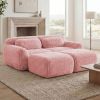 80''Soft Plush Fabric,Boneless Sofa,No Assembly Required,Bottom Anti-Slip Design With Chaise,With Ottoman And Throw Pillows,Deep Seat Design