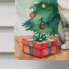 Dwelf Cat By the Christmas Tree House Flag Large Porch Sleeve Pole Decorative Outside Yard Banner Artwork Wall Hanging, Polyester, House Size, Multico