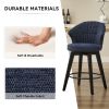 008-Set of 2 Counter Height Swivel Bar Stools, Chenille Upholstered Chairs with Wide Backrest for Bar, Kitchen Island, Dining Room, Blue