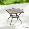 37" Square Outdoor Dining Table for 4, Patio Table with Umbrella Hole, Shelf, Faux Wood Top for Garden, Backyard, Gray
