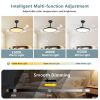 42 Inch Retractable Ceiling Fan,Low Profile Ceiling Fan with Light and Remote,Modern Black Fan with Retractable Blades for Dinning Room Living Room Be