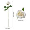 Artificial Flowers, 60 pcs Real Looking White Foam Fake Roses Bulk, White Faux Bridal Shower with Stems for DIY Wedding Bouquets