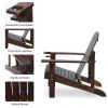 Outsunny Oversized Adirondack Chair, Outdoor Fire Pit and Porch Seating, Classic Log Lounge w/ Built-in Cupholder for Patio, Lawn, Deck, Brown