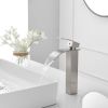 Waterfall Single Hole Single Handle Bathroom Vessel Sink Faucet With Pop-up Drain Assembly in Brushed Nickel