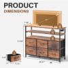 6-Drawer Fabric Dresser with Power Outlets and LED Light, TV stand for Bedroom, Living Room, Hallway, Rust