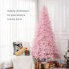 HOMCOM 7.5 FT Tall Pre Lit Christmas Tree, Flocked Artificial Tress w/ 500 Warm White LED Lights & 1346 Tips for Party, Pink