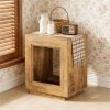 Wooden coffee table, square side table, tea table, bedside table with storage space
