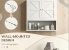 White Farmhouse Bathroom Medicine Cabinet Wall Mounted with Barn Doors Adjustable Shelf for Laundry Room Storage Organizer