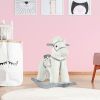 Qaba White Plush Rocking Horse with Bear Toy for Kids, Soft & Fun Sound Rocker, Ideal for Nursery & Playtime