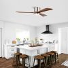 52" Flush Mount Solid Wood Blades Ceiling Fan with Lights Remote Control,Quiet DC Motor, 6 Speed ,Reversible Ceiling Fan for Patio Living Room, Bedroo