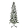 6 ft Unlit Snow-Flocked Slim Pine Artificial Christmas Tree with Realistic Branches and 394 Tips