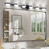 43" Black Minimalist LED Bathroom Vanity Light with Crystal Sand Acrylic Shades,6-Light Wall Mounted Decorative Lighting Fixture