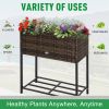 Outsunny Elevated Rattan Planter Box with Tool Storage, Indoor/Outdoor, 28" High
