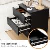 3 Drawers Nightstand, Small Sofa Table, Wooden Storage Cabinet for Living Room, Black Finish