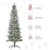 6 ft Unlit Snow-Flocked Slim Pine Artificial Christmas Tree with Realistic Branches and 394 Tips