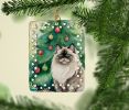 Colorpoint Longhair Cat By the Christmas Tree Porcelain Ornament Christmas Tree Hanging Decorations for Home Christmas Holiday, Rectangle, Gift