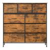 9-Drawer Fabric Dresser with Wooden Top for Bedroom Storage Organizer  for Clothes Toys And More