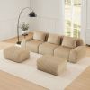 114" Modern U-Shaped Modular Sectional Sofa for Living Room,Flannelette Fabric,Oversized 3-Seater Couch,boneless sofa ,Movable Ottoman