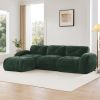 L-shaped Soft Velvet Fabric,Boneless Sofa,Tufted Design,Ergonomic Design Bottom,32D High Density Sponge,No Assembly Required Bottom,Anti-Slip Design