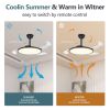 42 Inch Retractable Ceiling Fan,Low Profile Ceiling Fan with Light and Remote,Modern Black Fan with Retractable Blades for Dinning Room Living Room Be