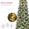 7.5 ft Pre-Lit Snow-Dipped Artificial Christmas Tree with Realistic Branches, 350 LED Lights, Pine Cones, Red Berries and 1075 Tips