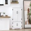 Accent Floor Storage Cabinet Kitchen Pantry with Adjustable Shelves and 2 Lower Doors, White