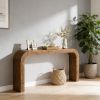 Farmhouse Wood Sofa Table,Narrow Side Table,Curved Design Coffee Table
