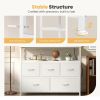 5 Drawers TV Stand Dresser for 45" TV, Media Console with Charging Station & 2 Open Shelves, Storage Organizer for Bedroom Living Room, White