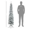 HOMCOM 6' Tall Unlit Snow Flocked Artificial Christmas Tree, Slim Pencil Xmas Tree with Realistic Branches and 395 Tips, Green