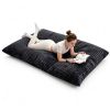 Dark Gray Convertible Corduroy Bean Bag Floor Sofa for Adults, 76.5x55 Inch Sponge Filling Foldable Floor Mattress Guest Bed