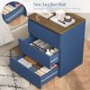 3 Drawers Nightstand, Small Sofa Table, Wooden Storage Cabinet for Living Room, Blue Finish