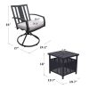 Patio Steel Bistro Dining Table with Umbrella Hole; Outdoor Leisure Coffee Table; Square Umbrella Table for Porch; Backyard; Garden; Black