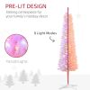 HOMCOM 5ft Tall Pencil Prelit Artificial Christmas Tree Holiday DÃ©cor with 250 Colorful Surface Branches, 150 Colorful LED Lights, Pink